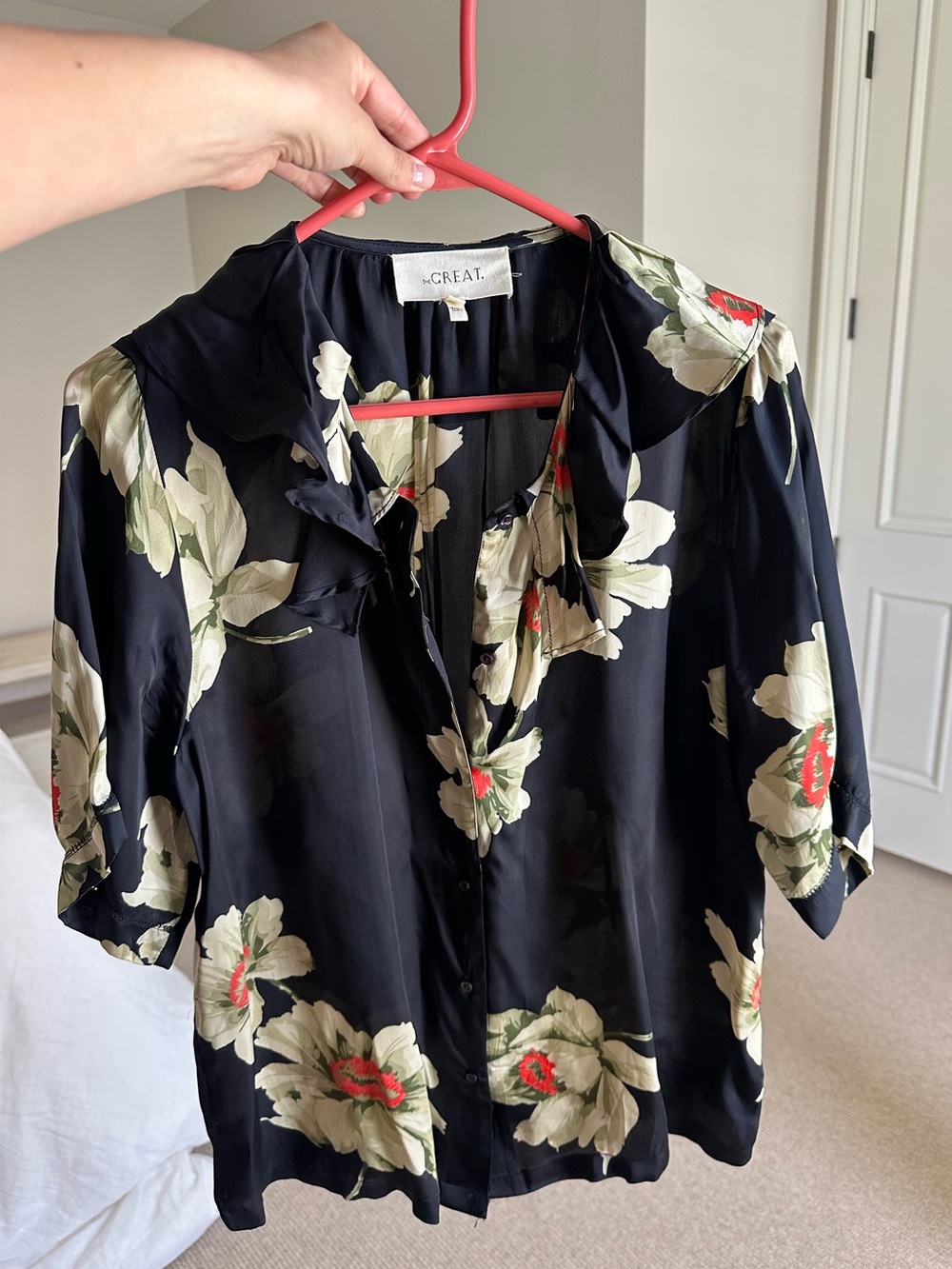 THE GREAT. Silk Blouse - Relic Rose